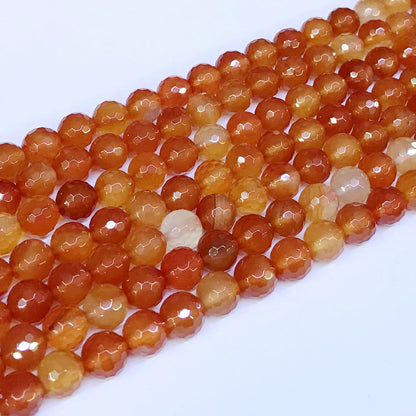 CAG41 Red Agate Beads Faceted Round 8mm 15" Strand