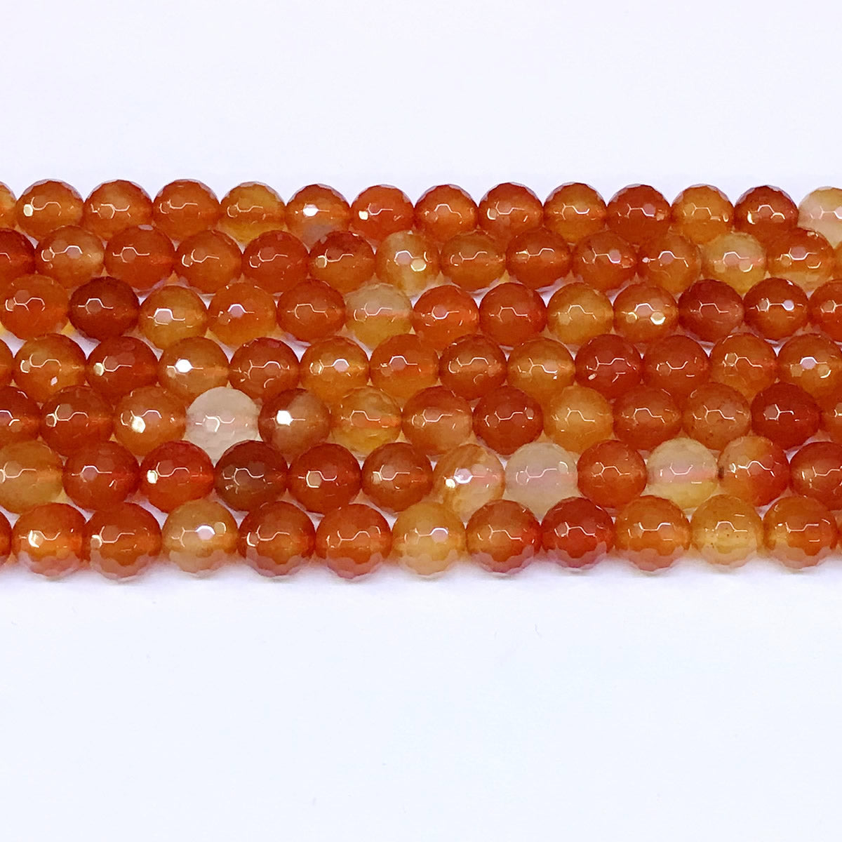 CAG41 Red Agate Beads Faceted Round 8mm 15" Strand