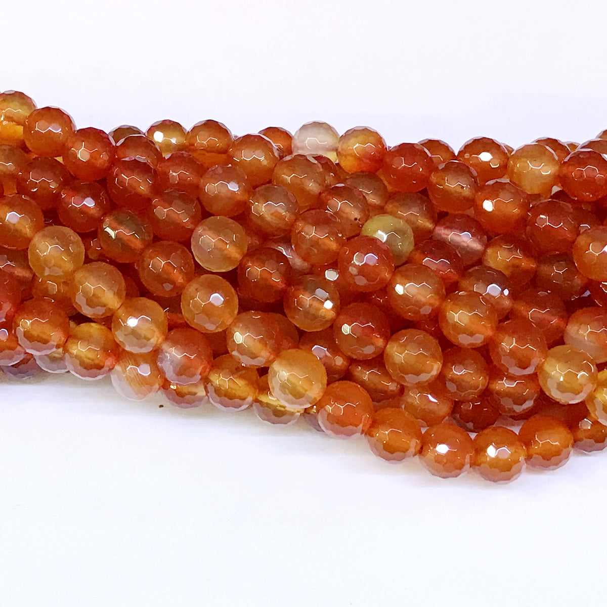 CAG41 Red Agate Beads Faceted Round 8mm 15" Strand