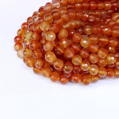 CAG41 Red Agate Beads Faceted Round 8mm 15" Strand