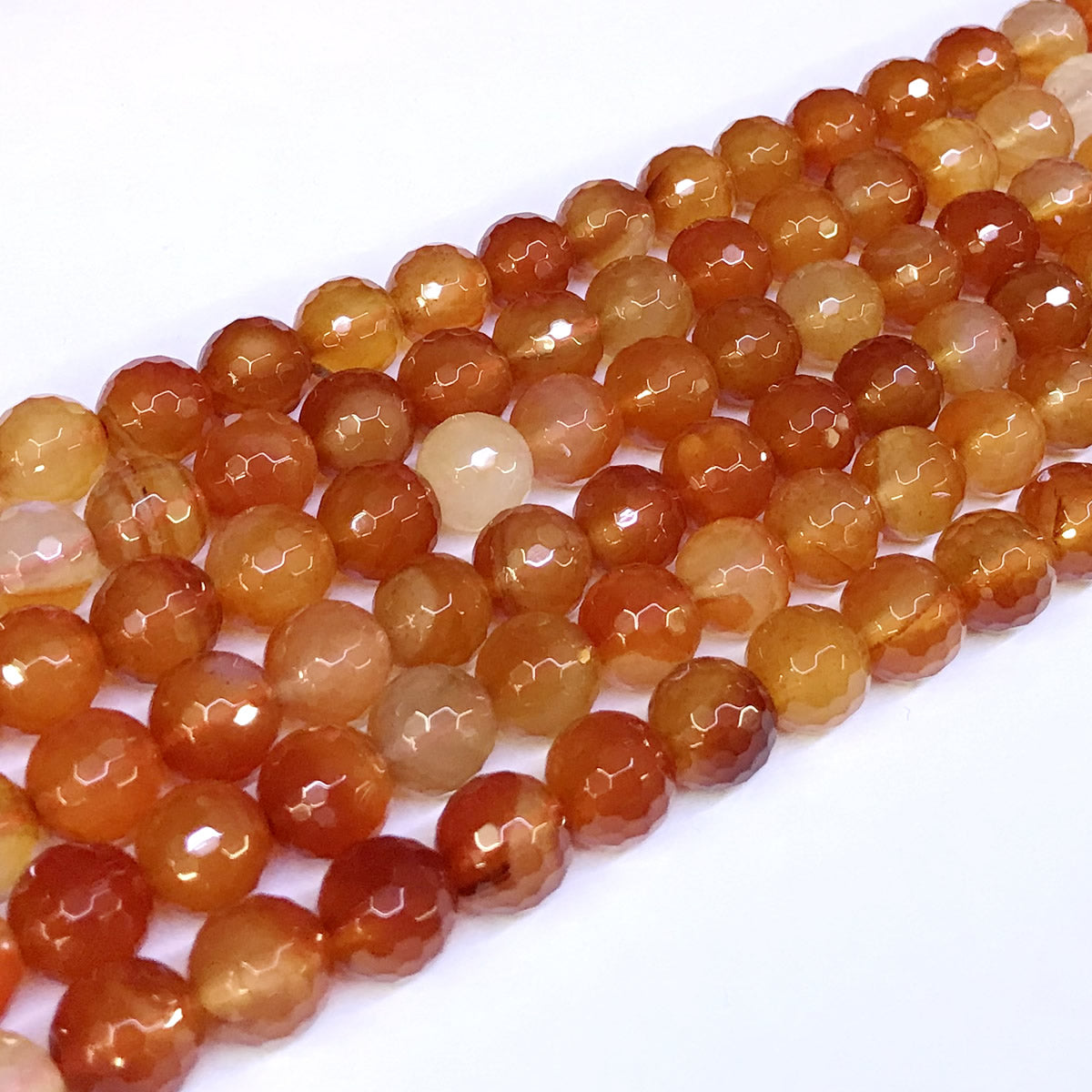 CAG42 Red Agate Beads Faceted Round 10mm 15" Strand