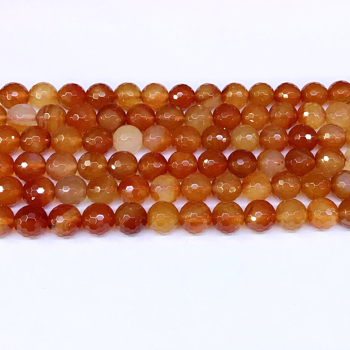 CAG42 Red Agate Beads Faceted Round 10mm 15" Strand