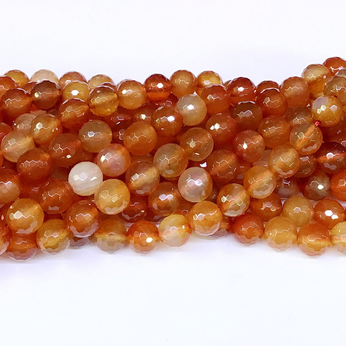 CAG42 Red Agate Beads Faceted Round 10mm 15" Strand