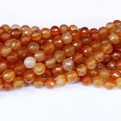 CAG42 Red Agate Beads Faceted Round 10mm 15" Strand