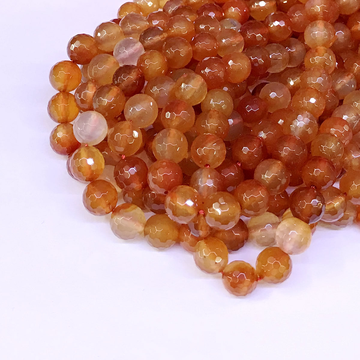 CAG42 Red Agate Beads Faceted Round 10mm 15" Strand