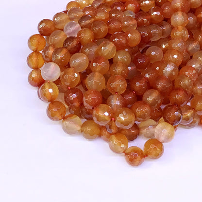 CAG42 Red Agate Beads Faceted Round 10mm 15" Strand