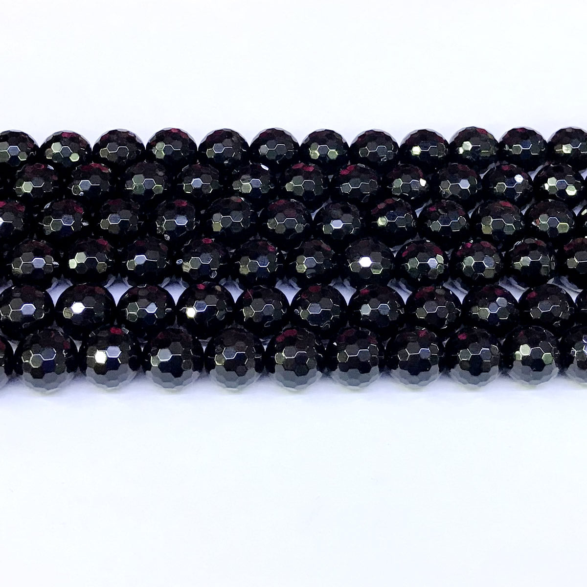 CAG47 Black Agate Beads Faceted Round 10mm 15" Strand