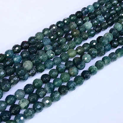 CAG50 Moss Agate Beads Faceted Round 6mm 15" Strand