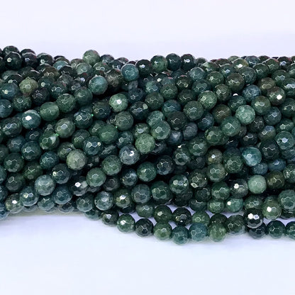 CAG50 Moss Agate Beads Faceted Round 6mm 15" Strand