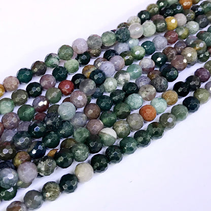 CAG55 Indian Agate Beads Faceted Round 6mm 15" Strand