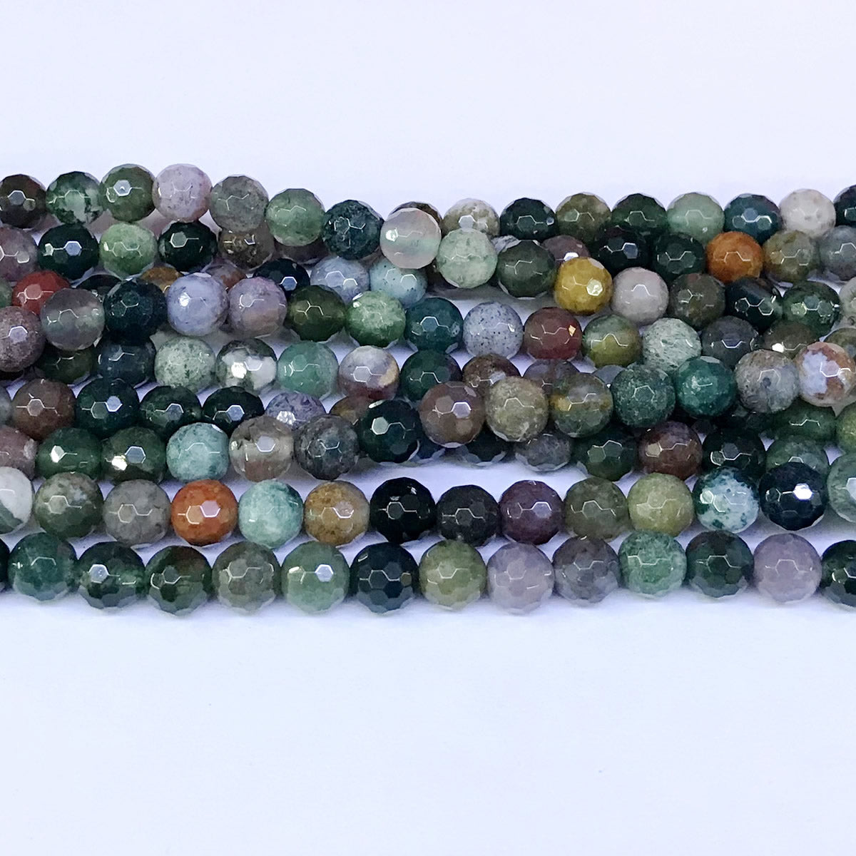 CAG55 Indian Agate Beads Faceted Round 6mm 15" Strand