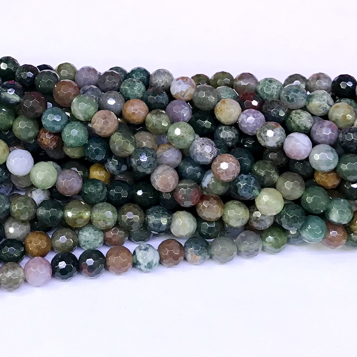 CAG55 Indian Agate Beads Faceted Round 6mm 15" Strand