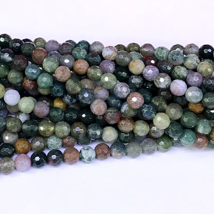 CAG55 Indian Agate Beads Faceted Round 6mm 15" Strand