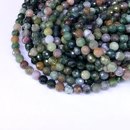 CAG55 Indian Agate Beads Faceted Round 6mm 15" Strand