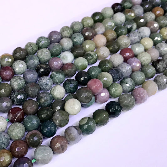 CAG56 Indian Agate Beads Faceted Round 8mm 15" Strand