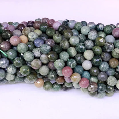 CAG56 Indian Agate Beads Faceted Round 8mm 15" Strand