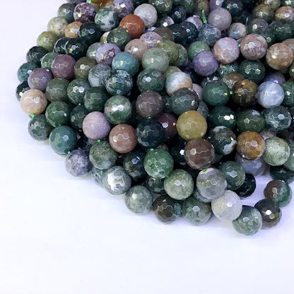 CAG56 Indian Agate Beads Faceted Round 8mm 15" Strand