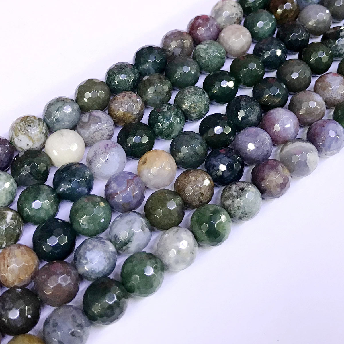 CAG57 Indian Agate Beads Faceted Round 10mm 15" Strand