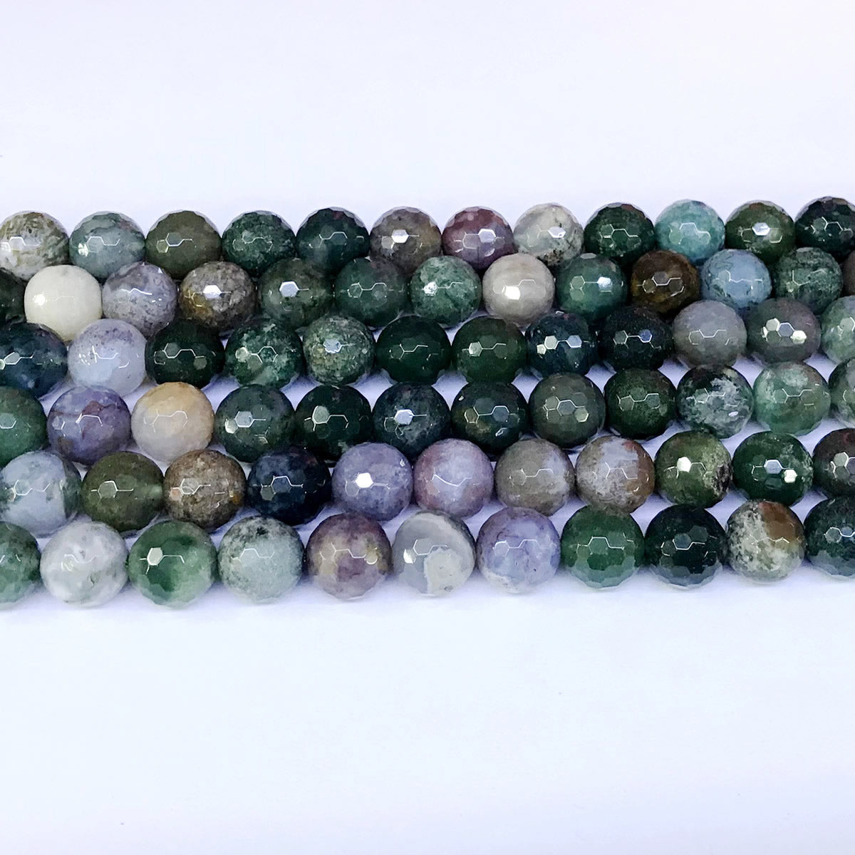 CAG57 Indian Agate Beads Faceted Round 10mm 15" Strand