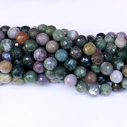 CAG57 Indian Agate Beads Faceted Round 10mm 15" Strand