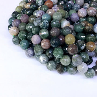 CAG57 Indian Agate Beads Faceted Round 10mm 15" Strand