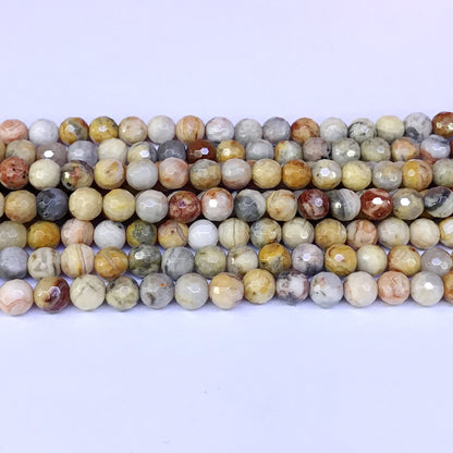 CAG60 Yellow Crazy Lace Agate Beads Faceted Round 6mm 15" Strand