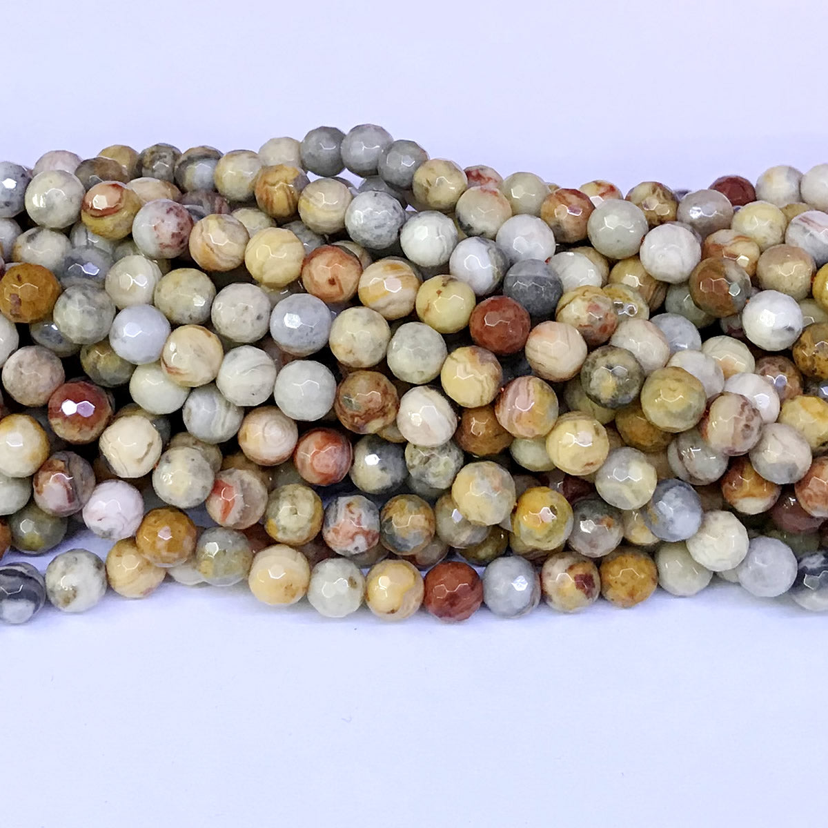 CAG60 Yellow Crazy Lace Agate Beads Faceted Round 6mm 15" Strand