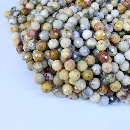 CAG60 Yellow Crazy Lace Agate Beads Faceted Round 6mm 15" Strand