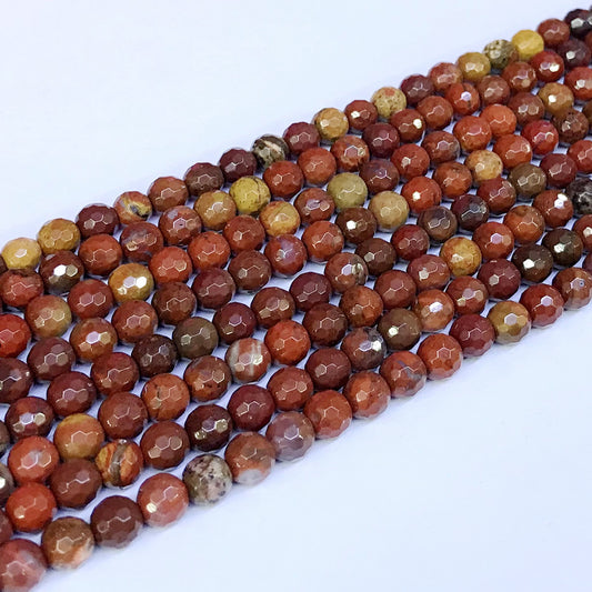 CAG65 Red Moss Agate Beads Faceted Round 6mm 15" Strand