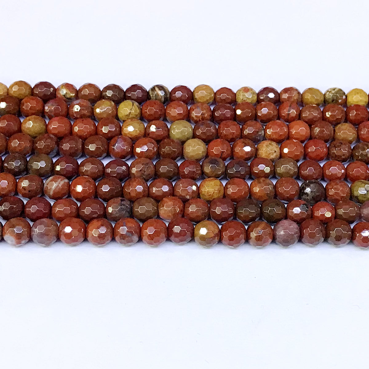 CAG65 Red Moss Agate Beads Faceted Round 6mm 15" Strand