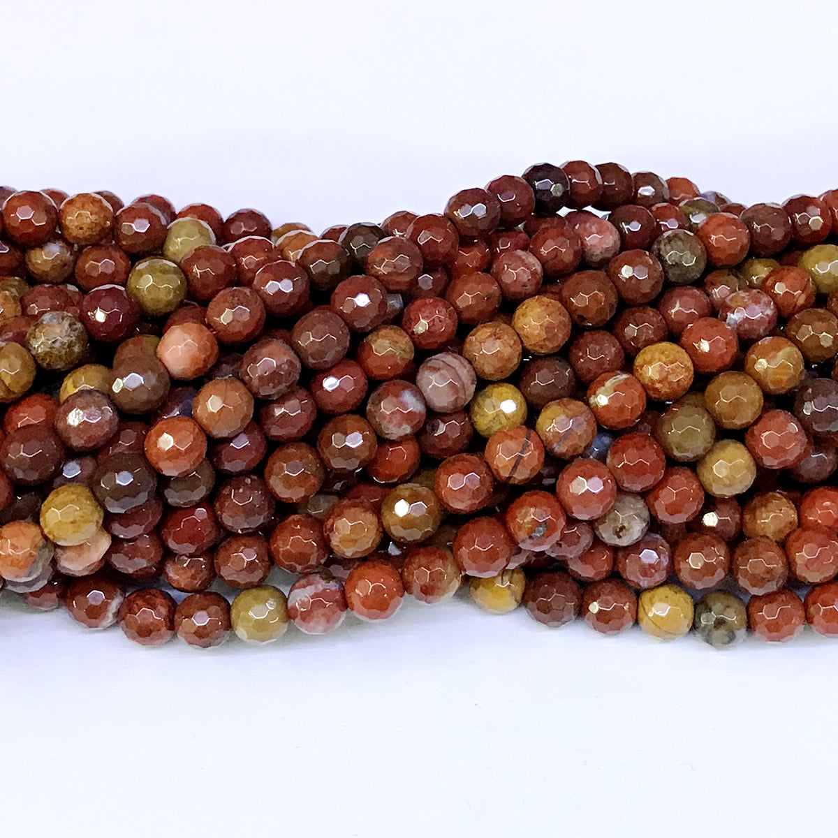 CAG65 Red Moss Agate Beads Faceted Round 6mm 15" Strand