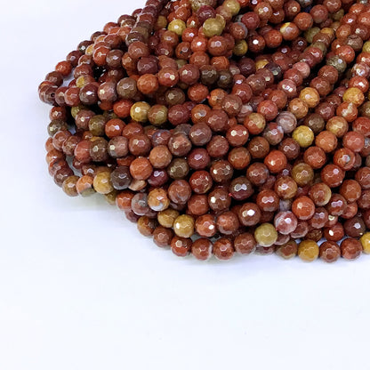 CAG65 Red Moss Agate Beads Faceted Round 6mm 15" Strand