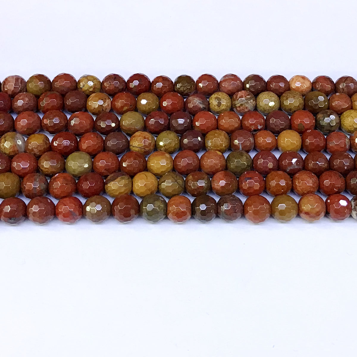 CAG66 Red Moss Agate Beads Faceted Round 8mm 15" Strand