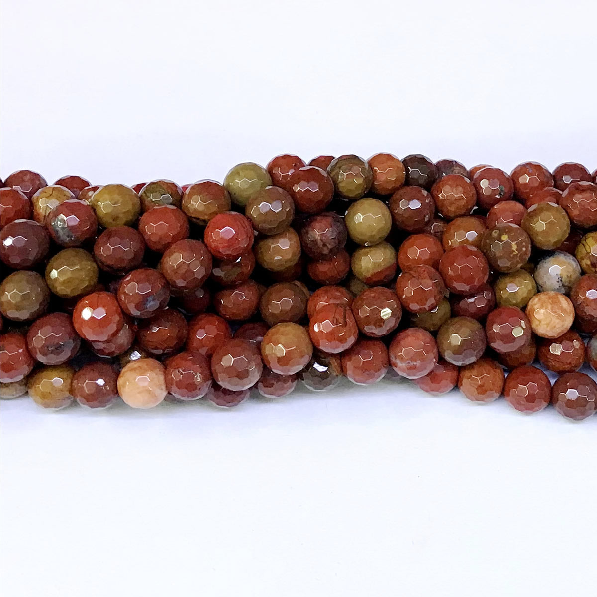 CAG66 Red Moss Agate Beads Faceted Round 8mm 15" Strand