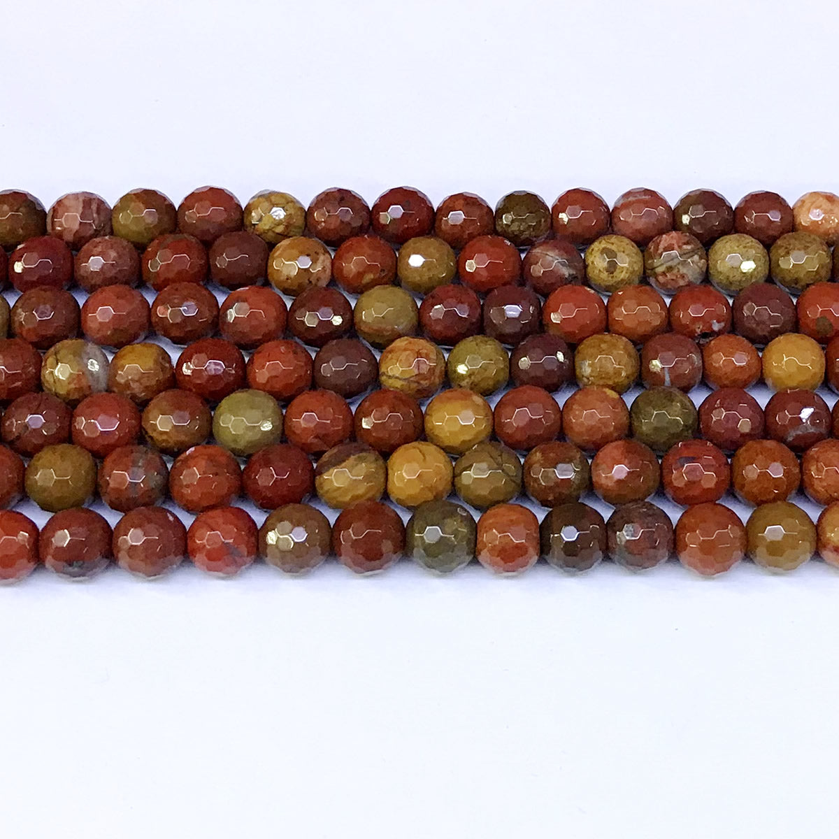 CAG67 Red Moss Agate Beads Faceted Round 10mm 15" Strand