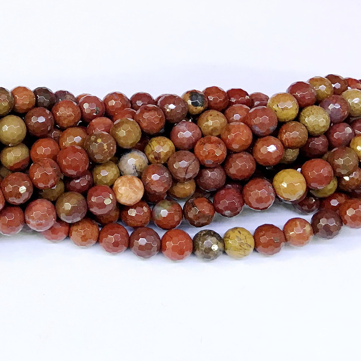 CAG67 Red Moss Agate Beads Faceted Round 10mm 15" Strand