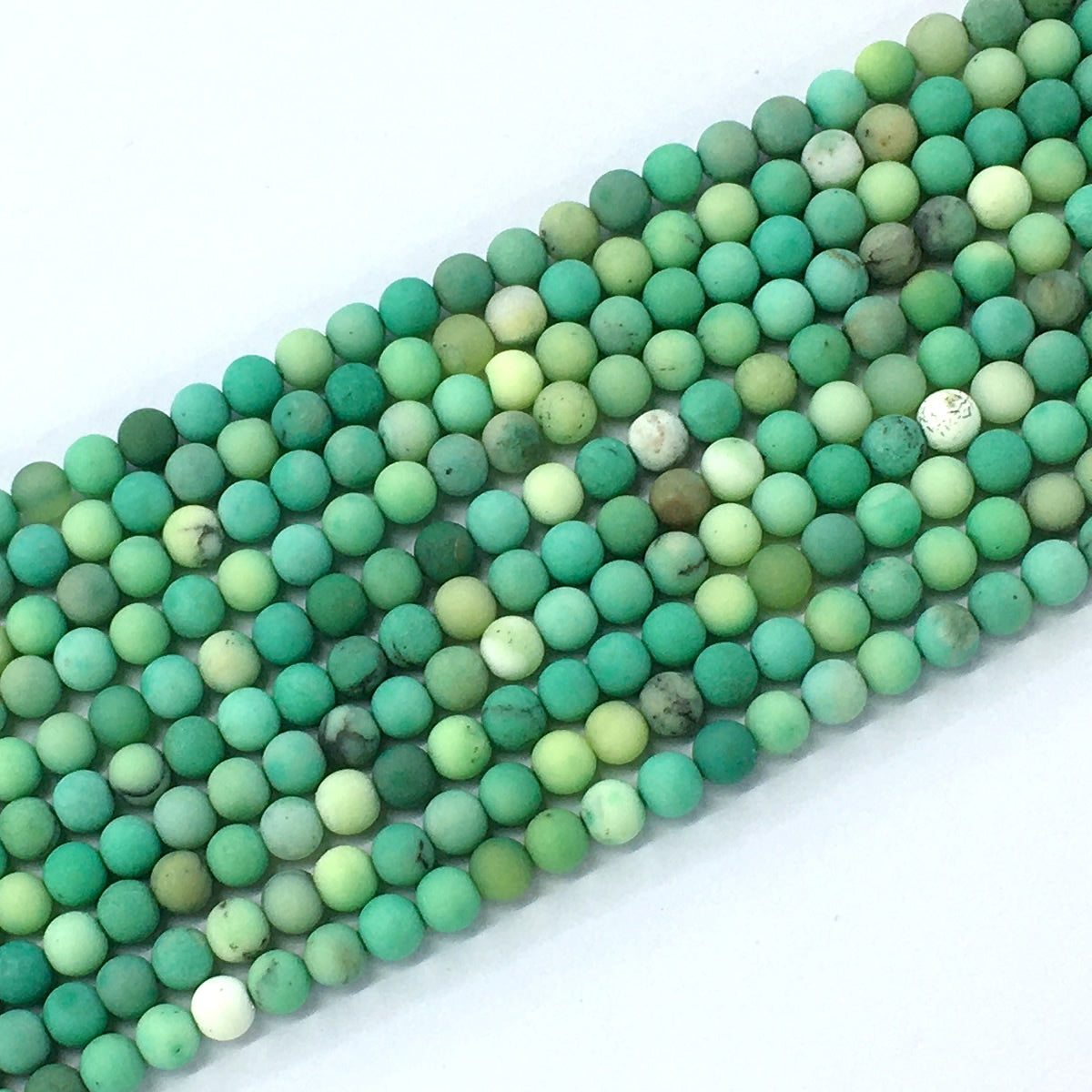 CAG70 Grass Agate Beads Matte Round 4mm 15.5" Strand