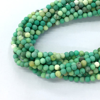 CAG70 Grass Agate Beads Matte Round 4mm 15.5" Strand