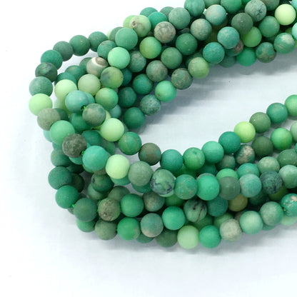 CAG71 Grass Agate Beads Matte Round 6mm 15.5" Strand