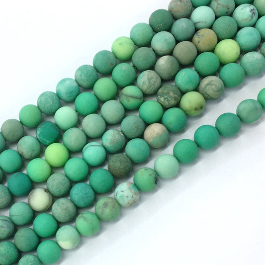 CAG72 Grass Agate Beads Matte Round 8mm 15.5" Strand