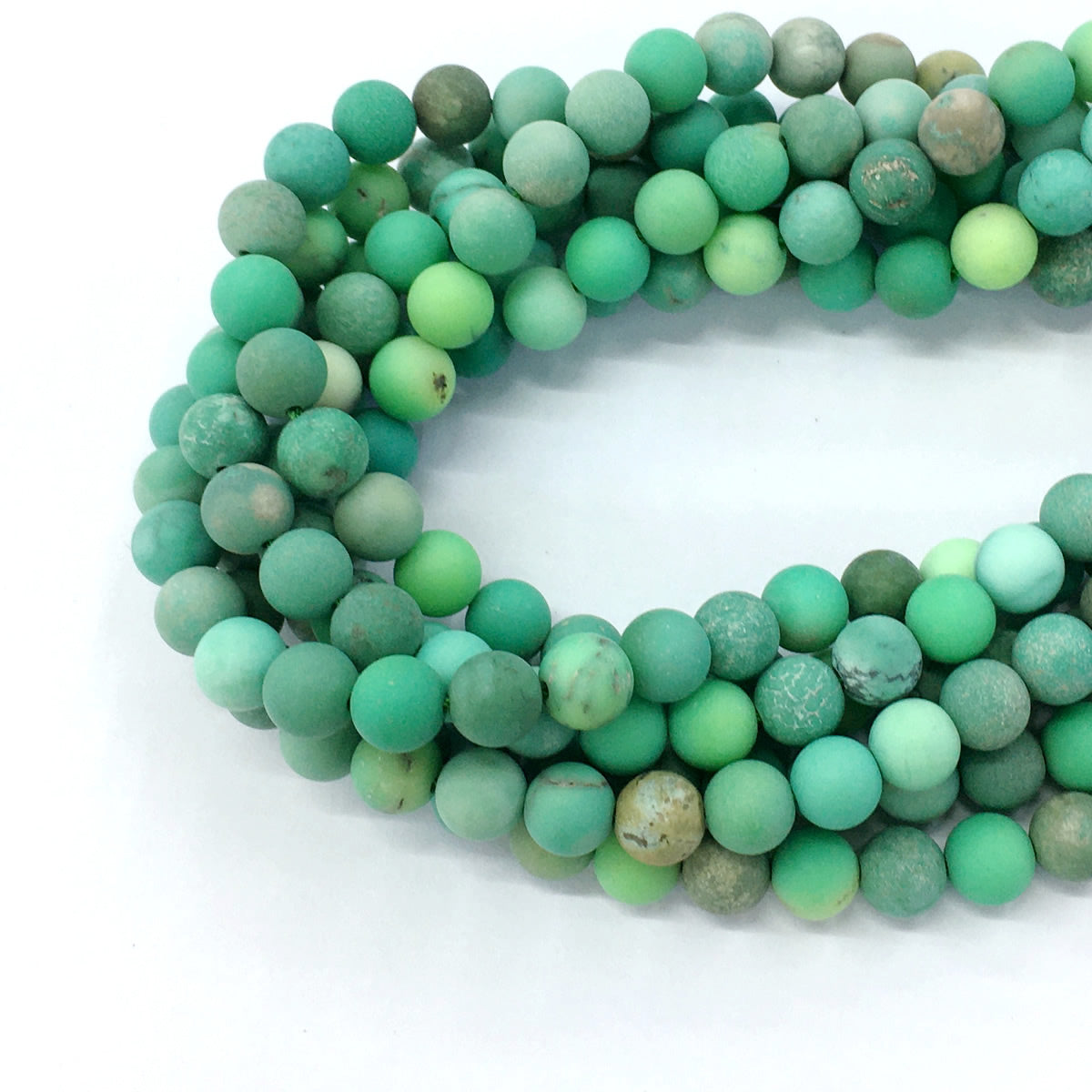 CAG72 Grass Agate Beads Matte Round 8mm 15.5" Strand