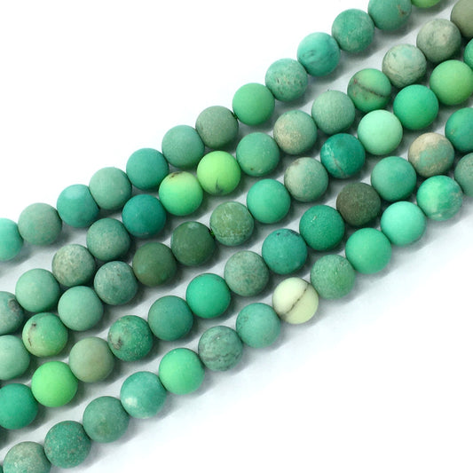 CAG73 Grass Agate Beads Matte Round 10mm 15.5" Strand