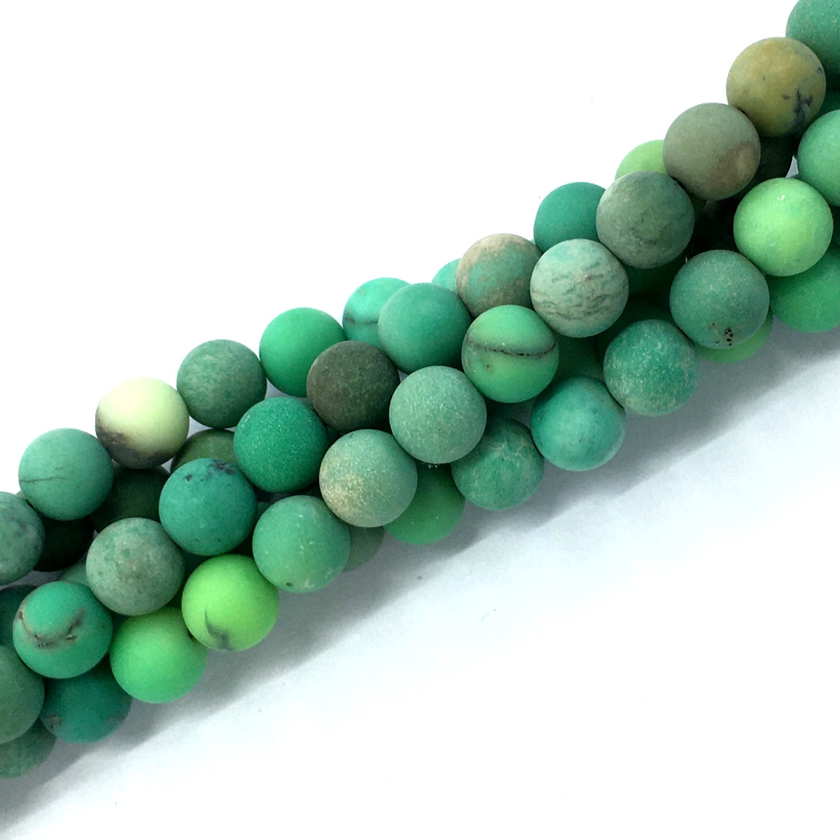 CAG73 Grass Agate Beads Matte Round 10mm 15.5" Strand