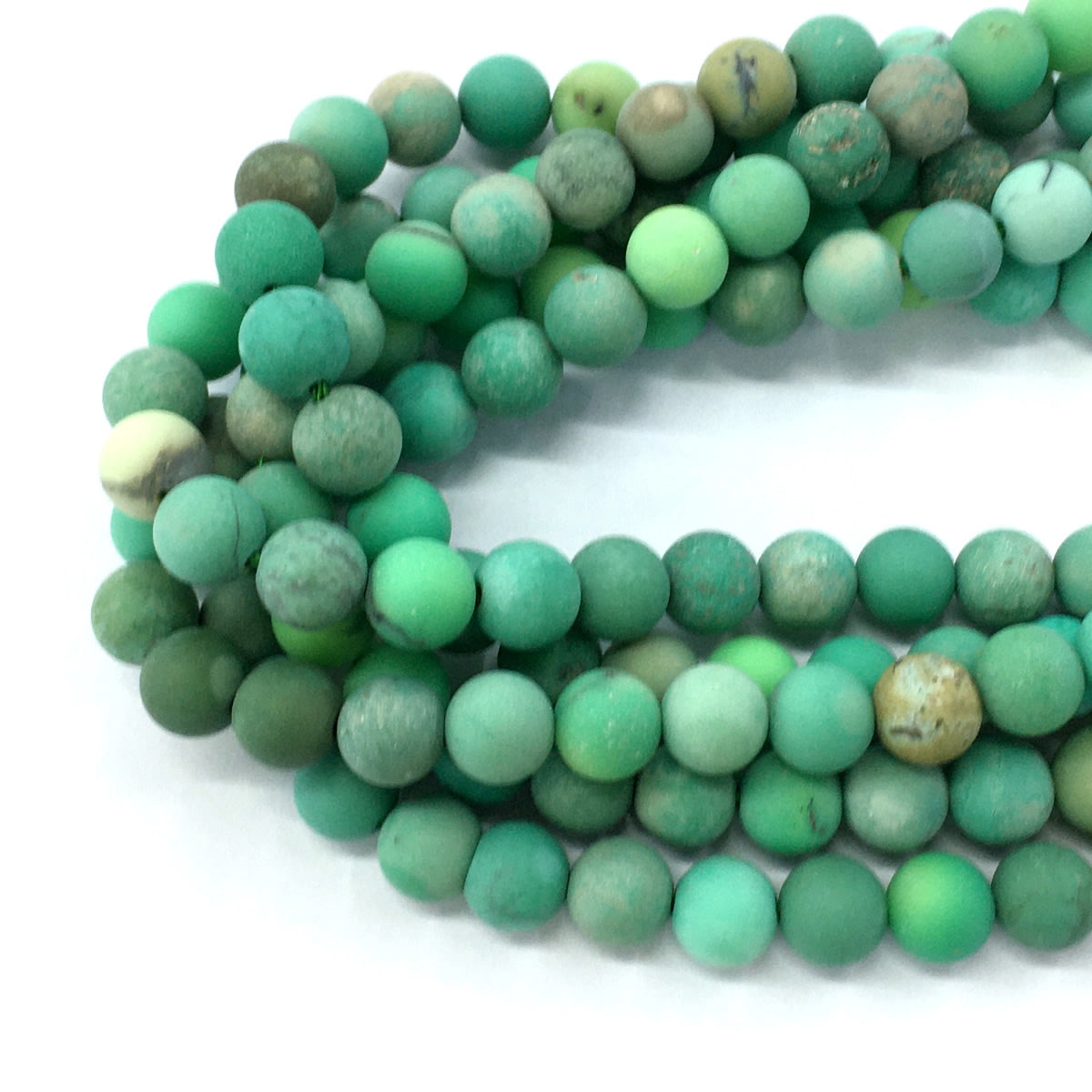 CAG73 Grass Agate Beads Matte Round 10mm 15.5" Strand