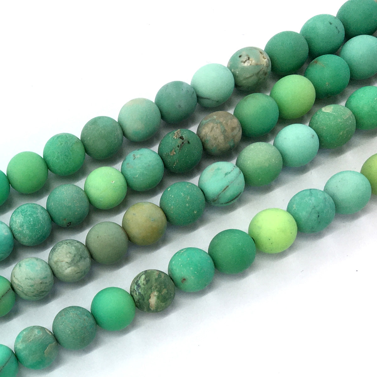 CAG75 Grass Agate Beads Matte Round 14mm 15.5" Strand