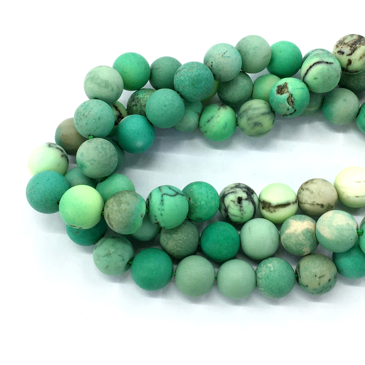 CAG75 Grass Agate Beads Matte Round 14mm 15.5" Strand