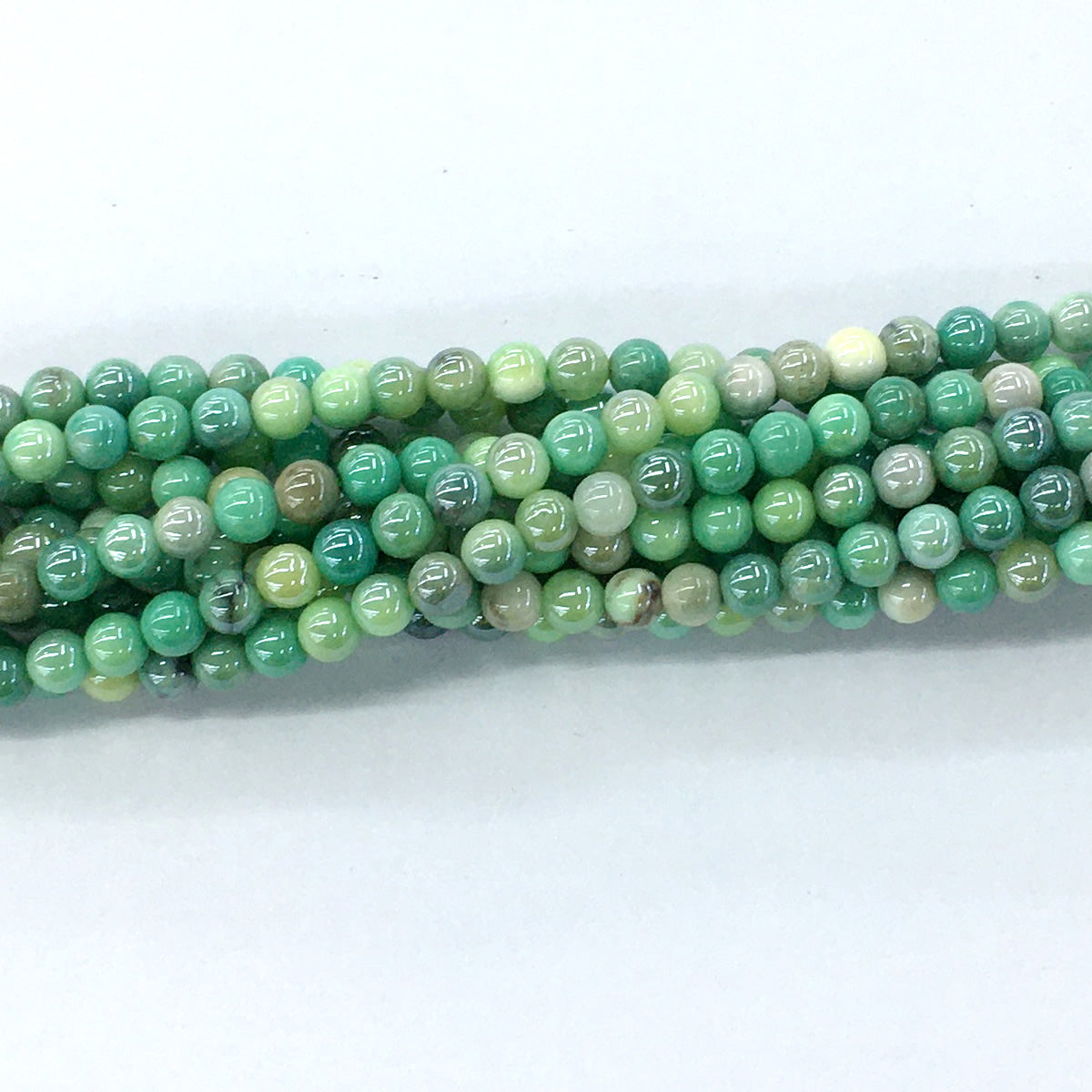 CAG78 Grass Agate Beads AB-Color Electroplated Smooth Round 4mm 15.5" Strand