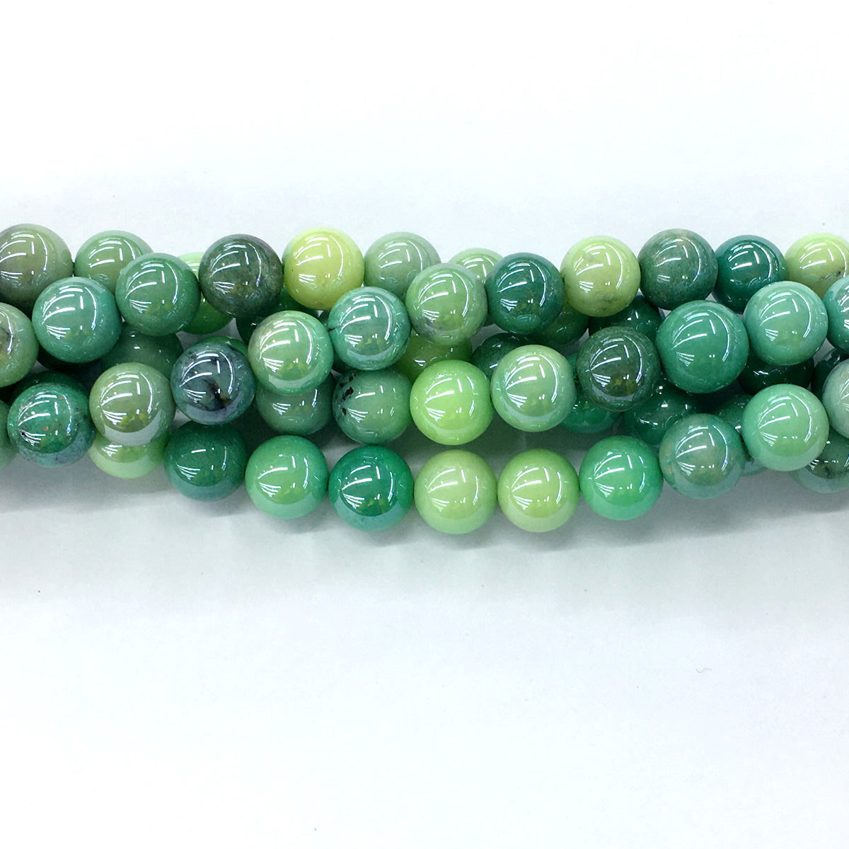 CAG81 Grass Agate Beads AB-Color Electroplated Smooth Round 10mm 15.5" Strand