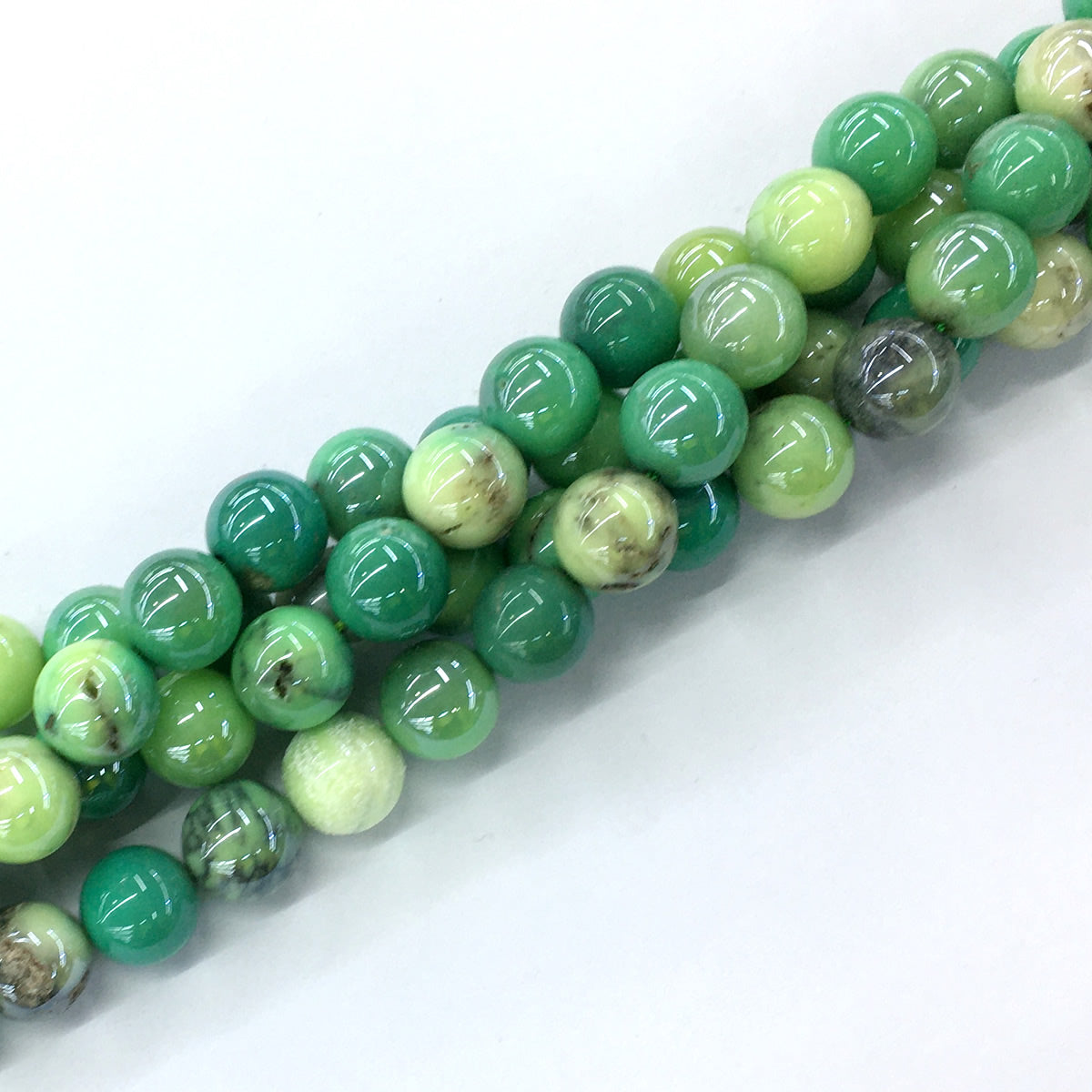 CAG82 Grass Agate Beads AB-Color Electroplated Smooth Round 12mm 15.5" Strand