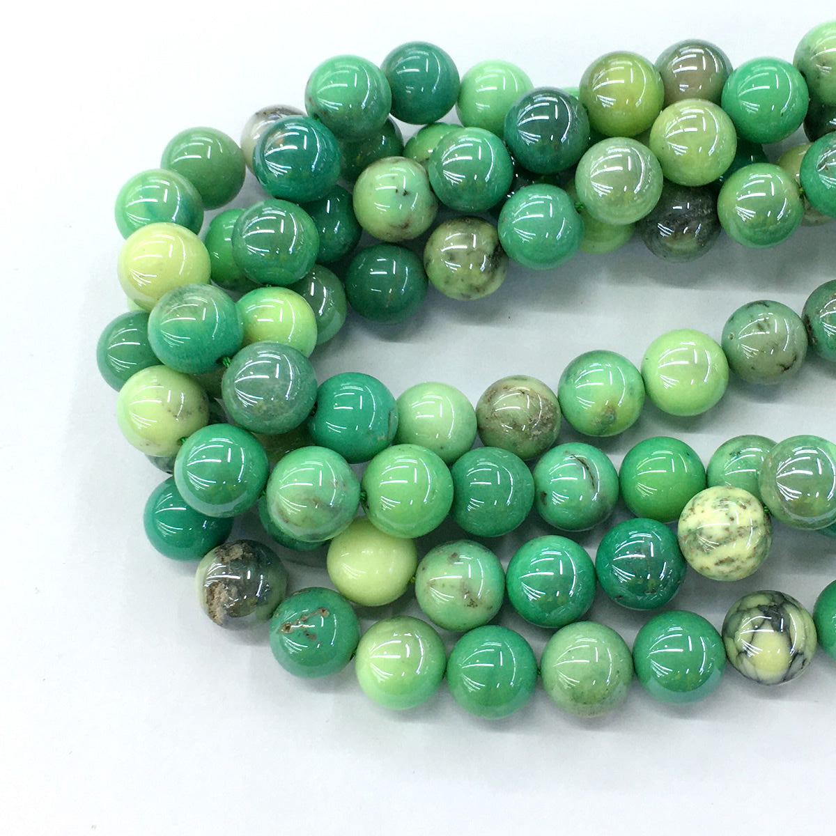 CAG82 Grass Agate Beads AB-Color Electroplated Smooth Round 12mm 15.5" Strand